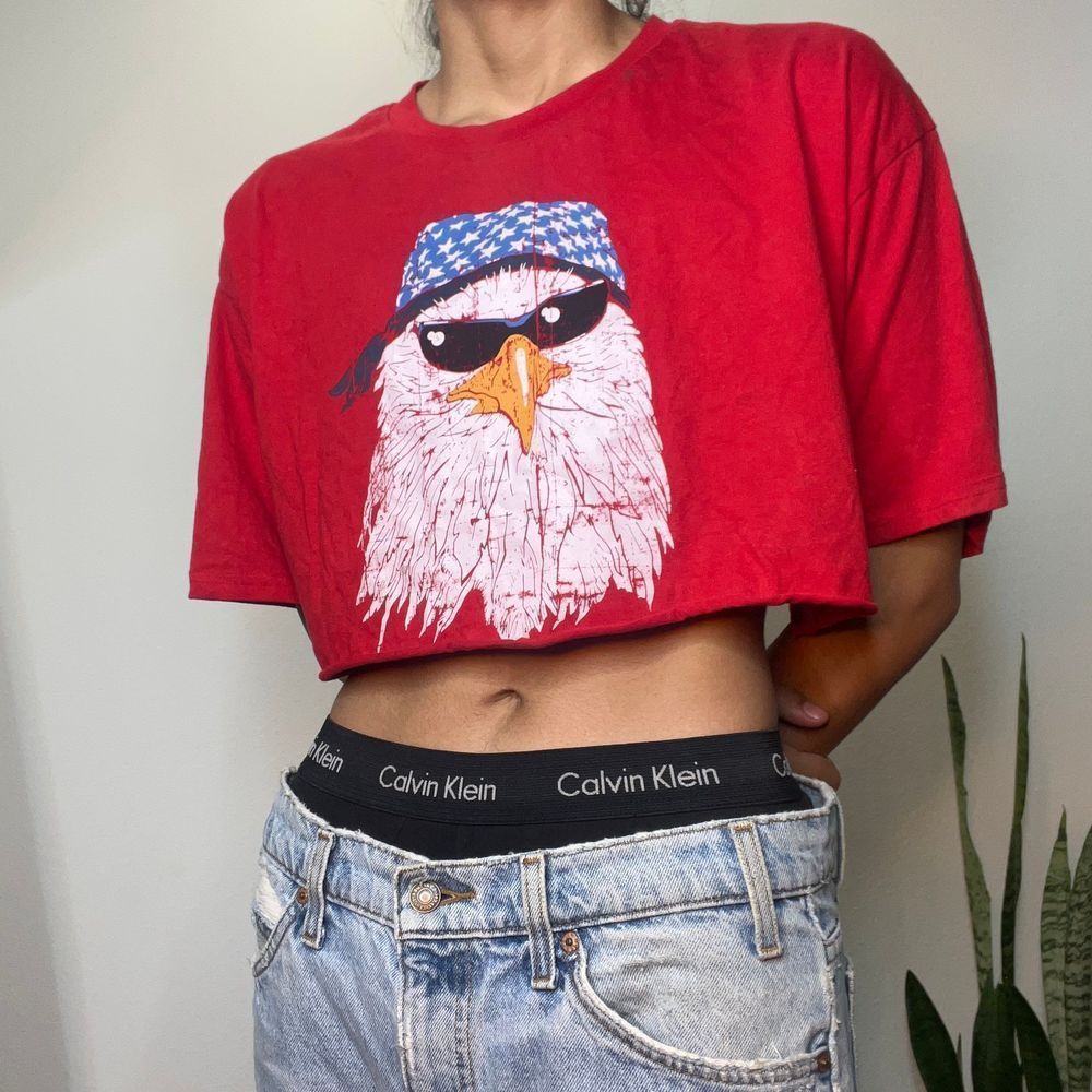 classic american bald eagle red cropped t-shirt